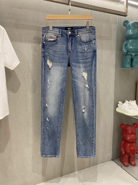 펜디 남성 여름 데님 바지 팬츠