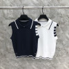 톰브라운 사선 민소매 여성 폴로 니트 2칼라