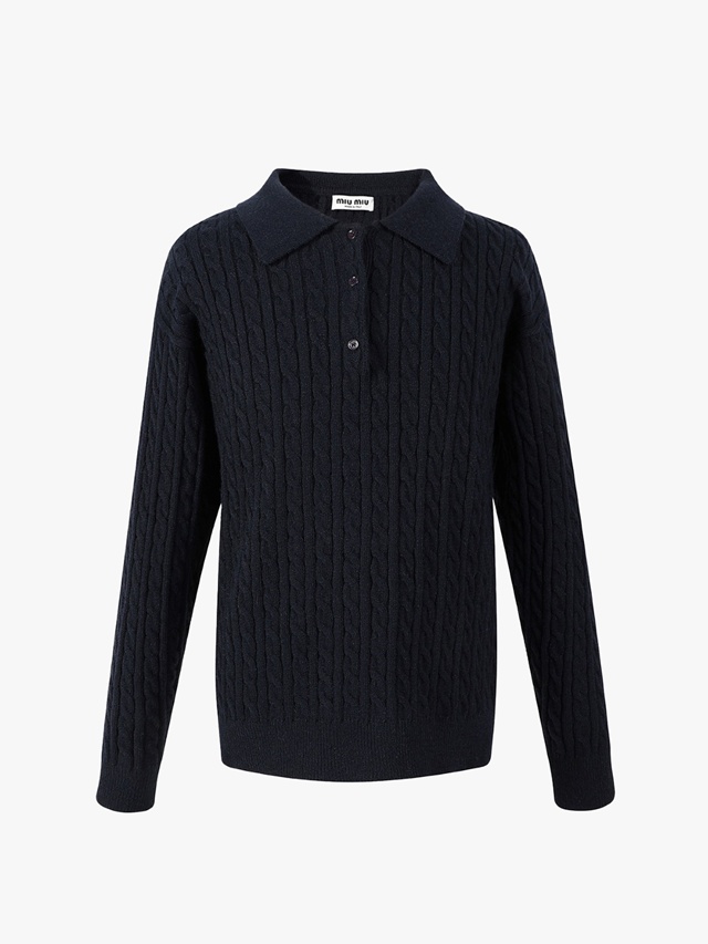 미우미우 캐시미어 니트 폴로 셔츠 MLL977
