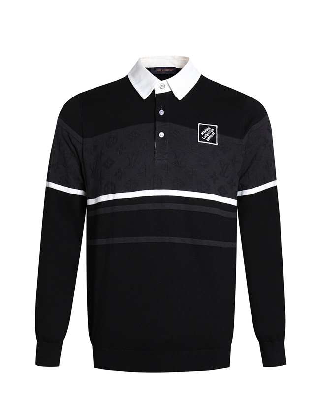 루이비통 모노그램 자카드 롱 슬리브드 폴로 니트 셔츠 1AGTMB