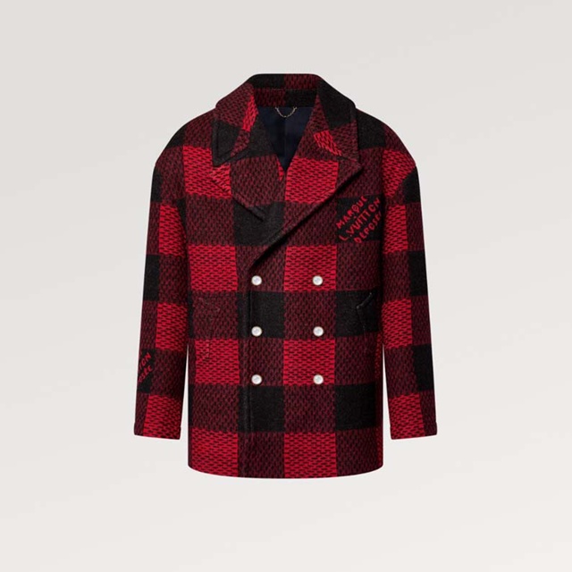 루이비통 다미에 스웨이드 미디 가죽 자켓 재킷 코트