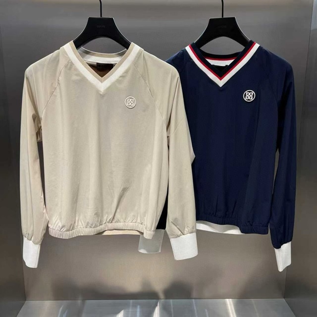 지포어 브이넥 하이브리드 풀오버 여성 티셔츠 GNUAA25301 2칼라