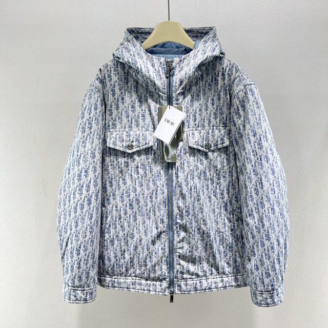 디올 오블리크 후드 데님 다운 재킷 패딩 점퍼