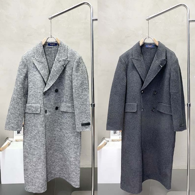 루이비통 모직 더블 롱 코트 2칼라