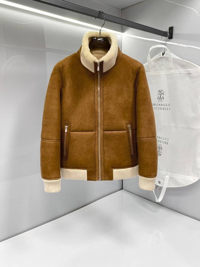 브루넬로 쿠치넬리 가죽 재킷 무스탕