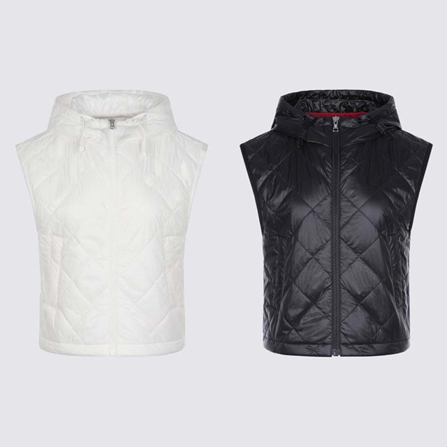 지포어 여성 경량 후드 패딩 베스트 조끼 2칼라