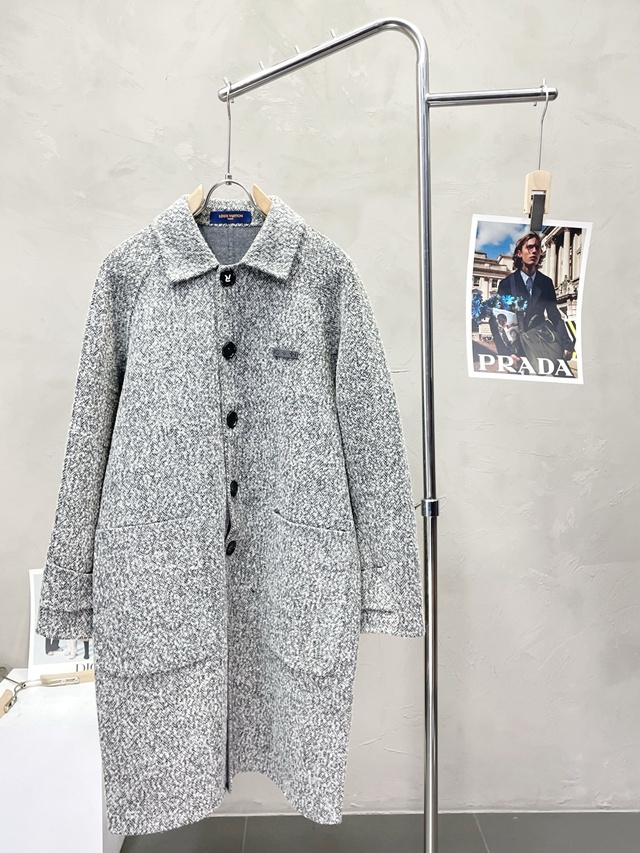 루이비통 모직 더블 롱 코트