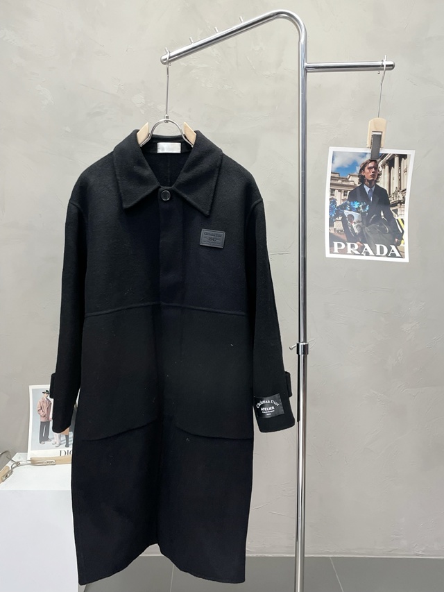 디올 모직 더블 롱 코트