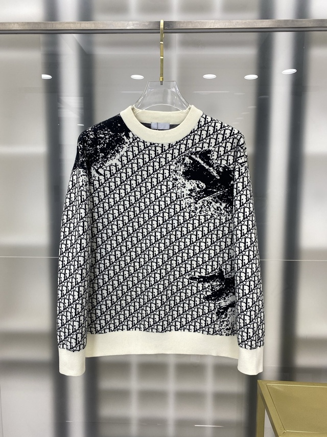 디올 오블리크 울 크루넥 니트 스웨터