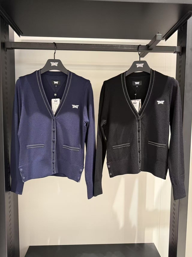 PXG 브이넥 여성 니트 가디건 2칼라