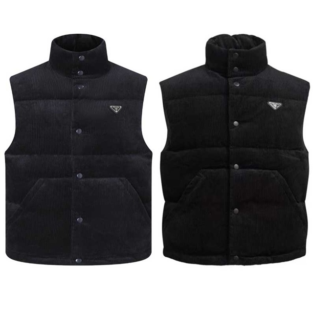 프라다 코듀로이 다운 베스트 패딩 조끼 2칼라
