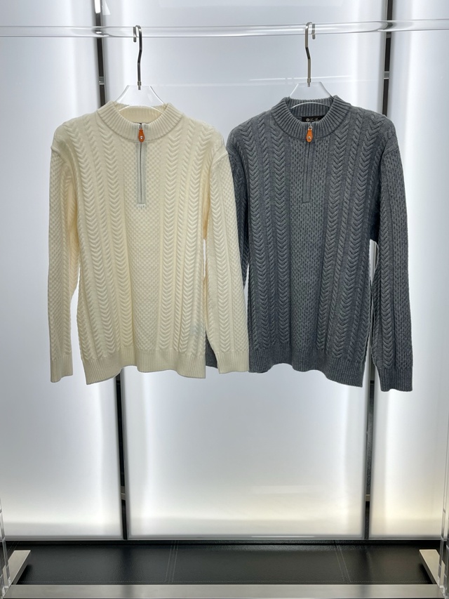 로로피아나 하프 집업 크루넥 니트 스웨터 2칼라