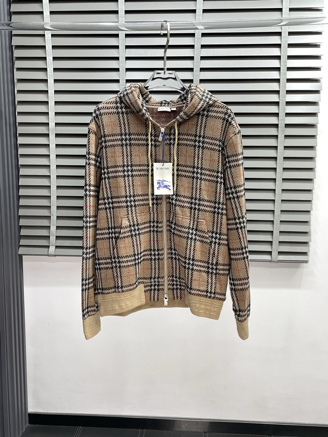 버버리 체크 코튼 블렌드 집업 후디 후드집업