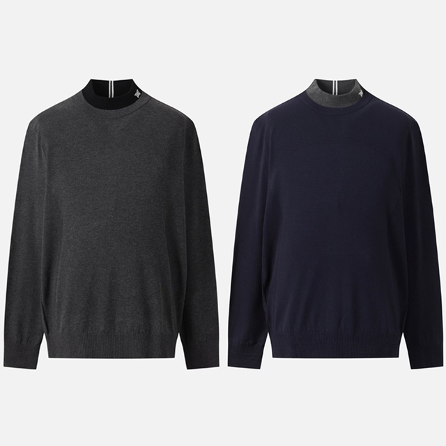 PXG 남성 니트 스웨터 크루넥 2칼라