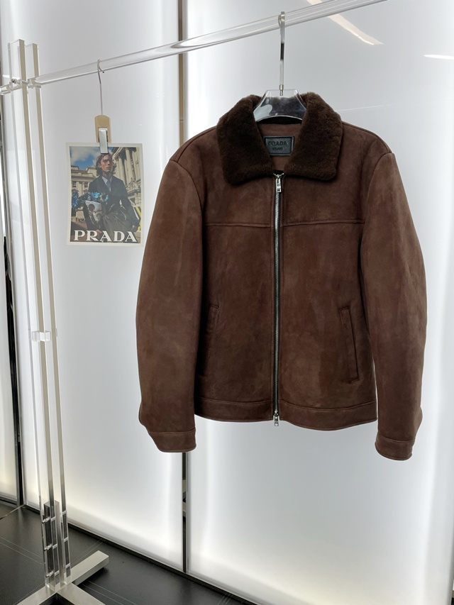 프라다 스웨이드 가죽 자켓 재킷 무스탕