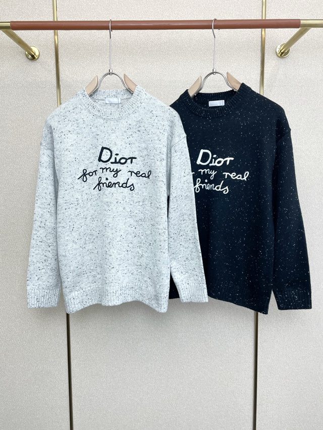 디올 자수 크루넥 니트 스웨터 2칼라
