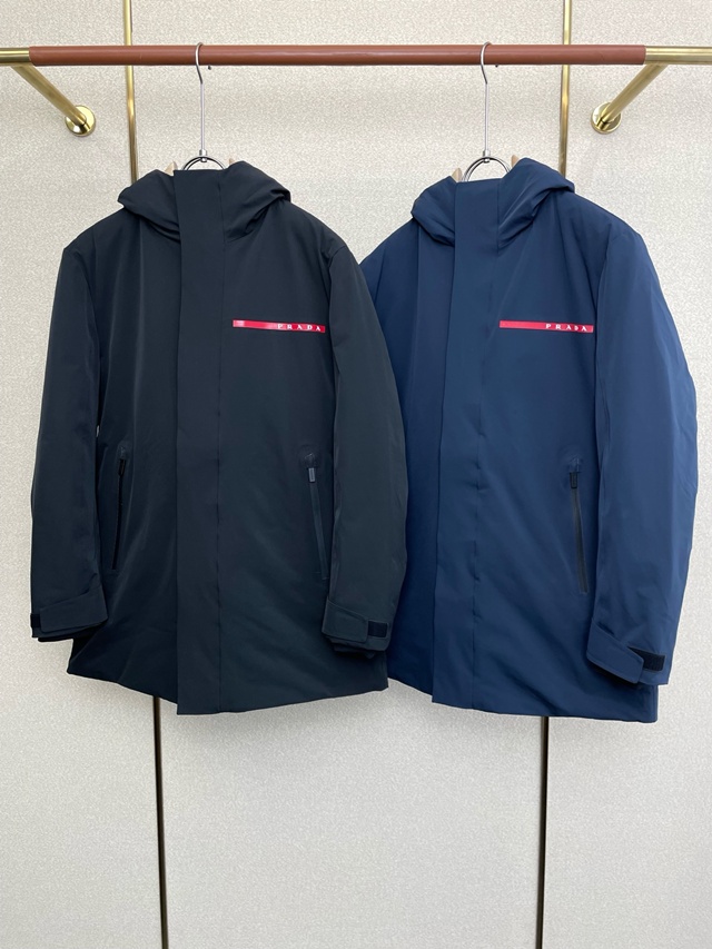 프라다 후드 다운 재킷 패딩 점퍼 2칼라