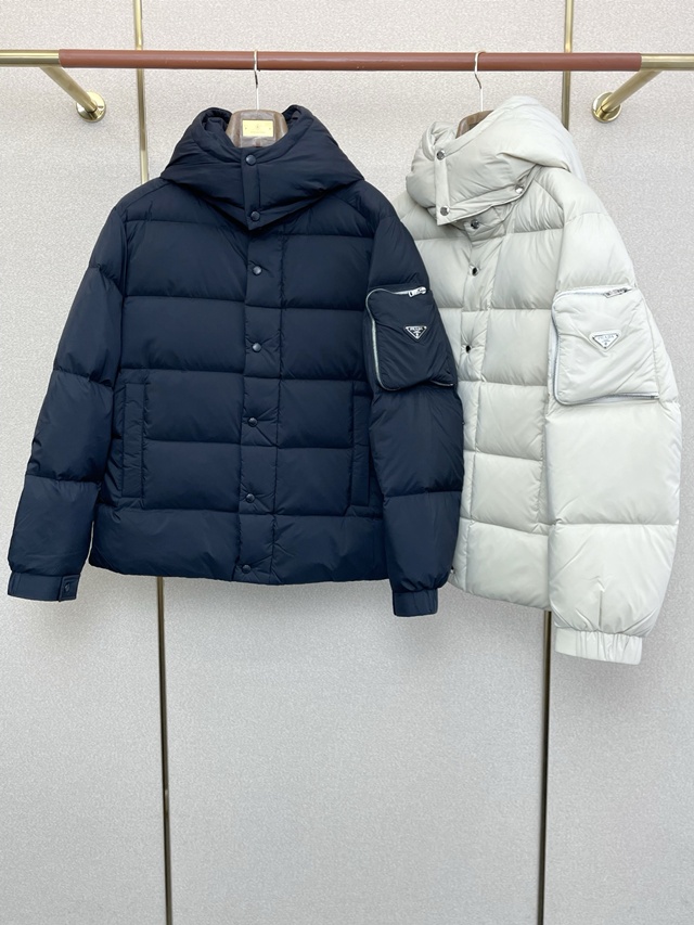 프라다 후드 다운 재킷 패딩 2칼라
