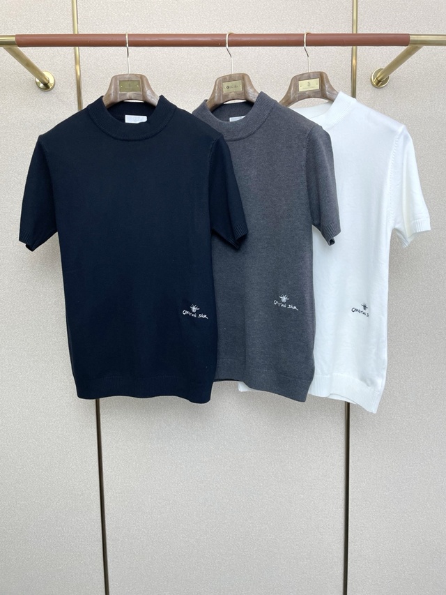 디올 하이넥 반팔 니트 크루넥 3칼라