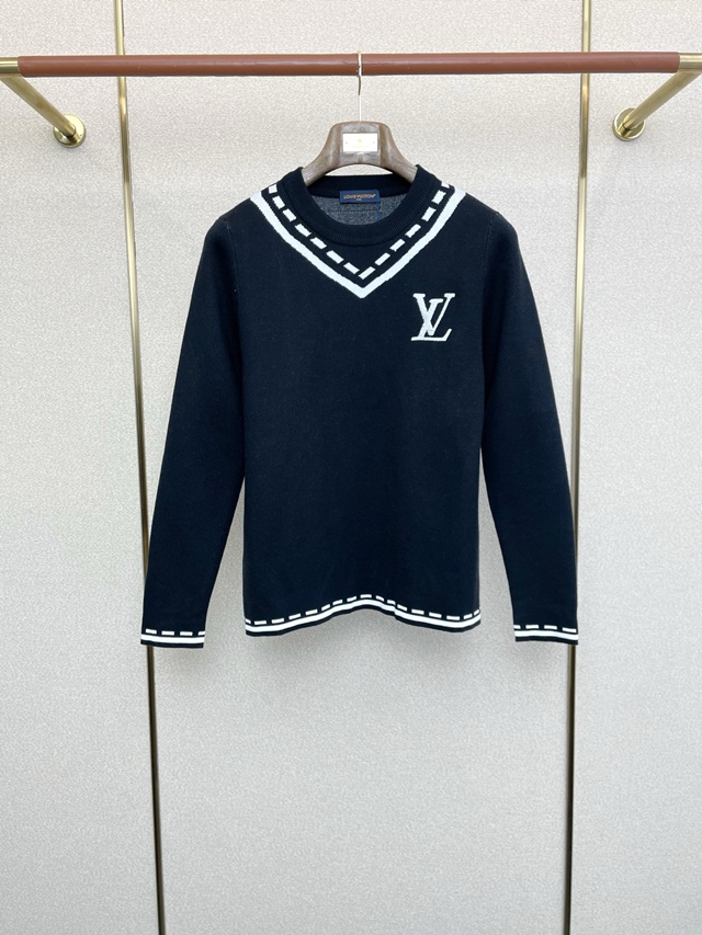 루이비통 케이블 니트 V넥 풀오버