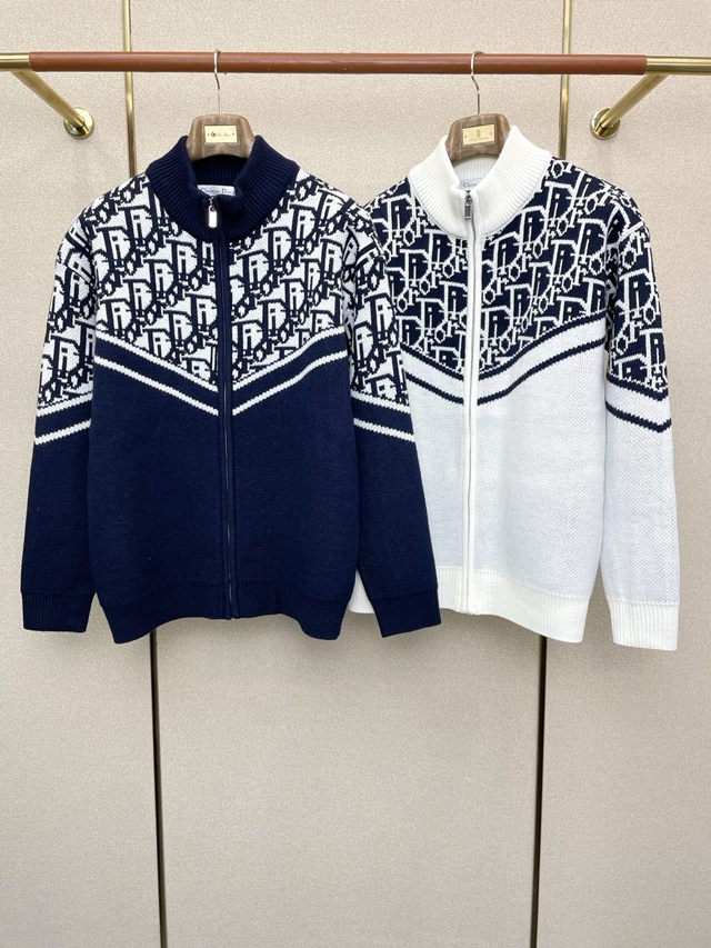 디올 오블리크 니트 집업 가디건 2칼라