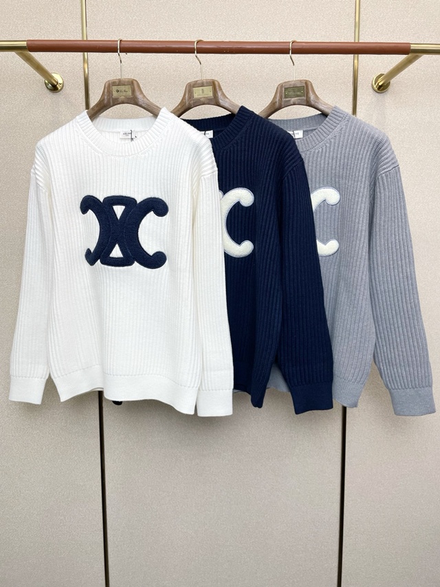 셀린느 리브드 울 오버사이즈 스웨터 3칼라