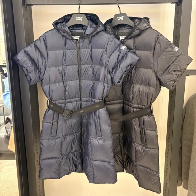 PXG 여성 반팔 롱 다운 재킷 패딩 2칼라