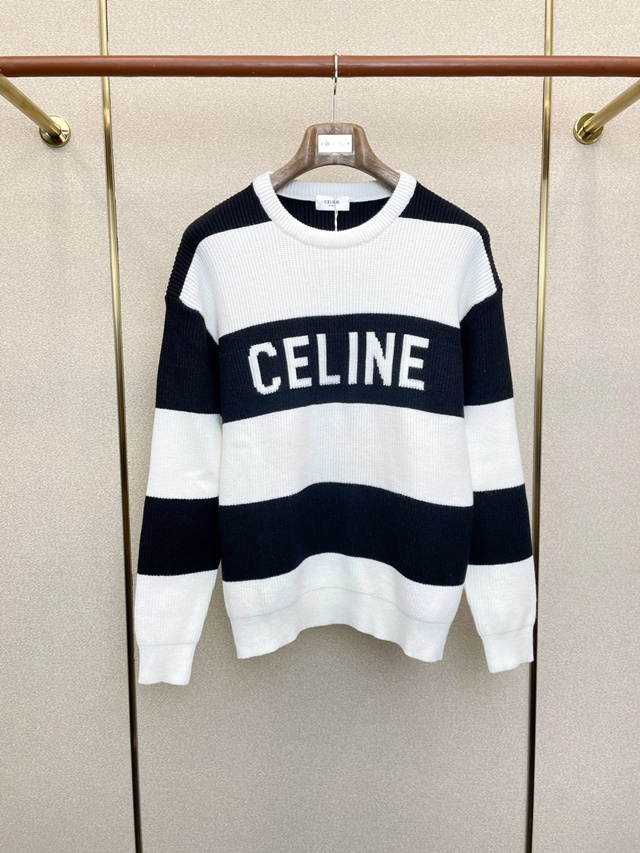 셀린느 로고 스트라이프 스웨터 크루넥