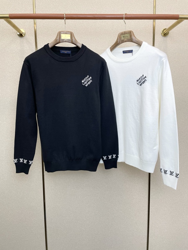 루이비통 롱 슬리브드 코튼 크루넥 니트 스웨터 2칼라