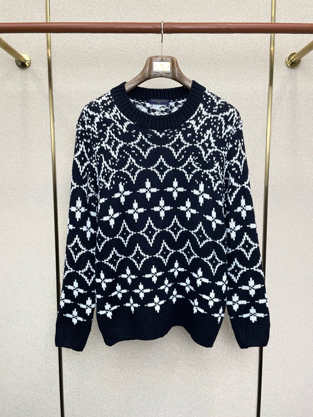 루이비통 더블라인 자카드 크루넥 니트 스웨터