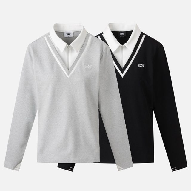 PXG 하프집업 여성 이너 긴팔티 2칼라