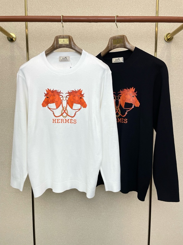 에르메스 라운드 니트 스웨터 2칼라