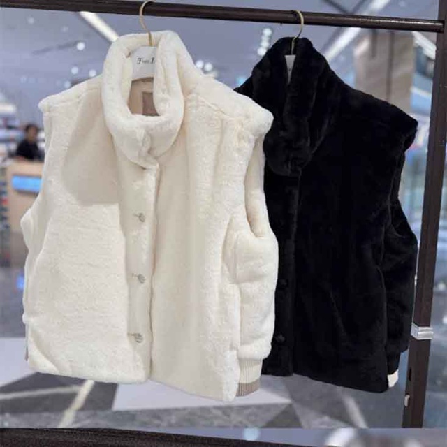 페어라이어 여성 페이크 퍼 베스트 조끼 2칼라