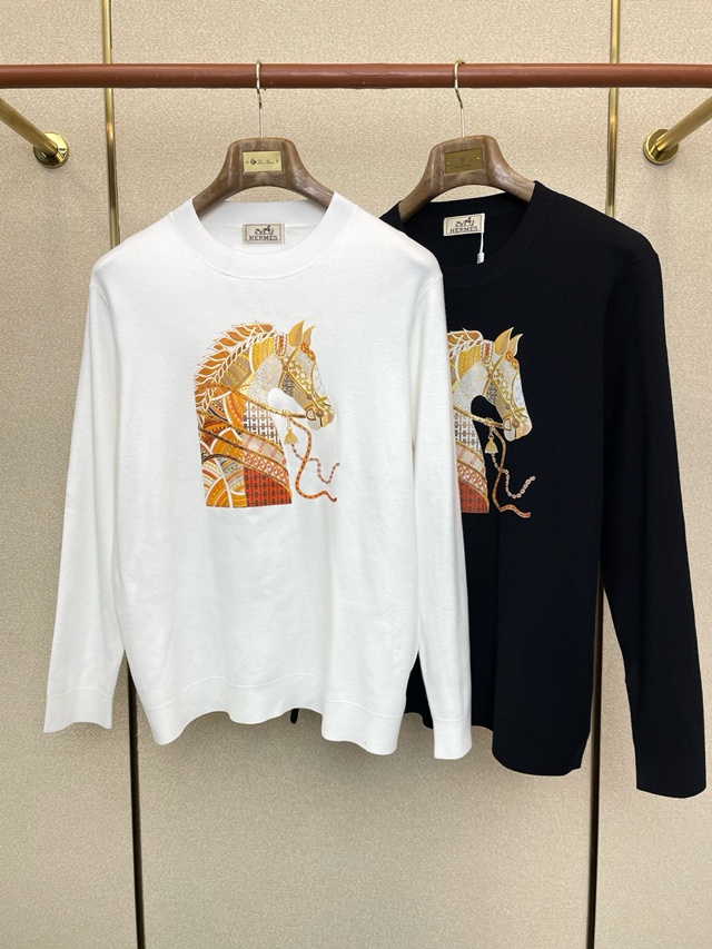 에르메스 라운드넥 니트 스웨터 2칼라