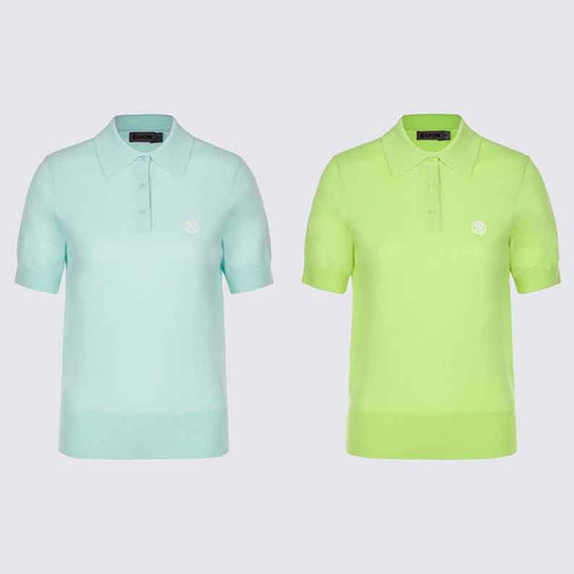 지포어 여성 폴로 반팔 니트 스웨터 2칼라