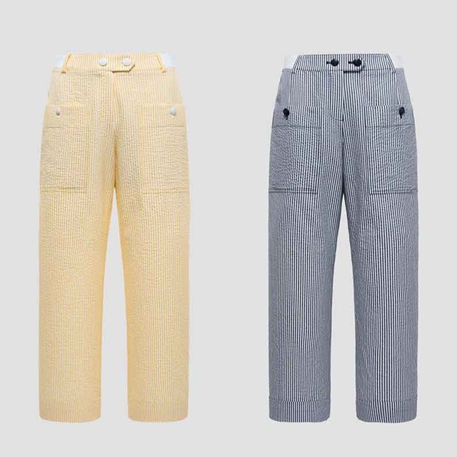 지포어 여성 스트라이프 포켓 팬츠 바지 2칼라