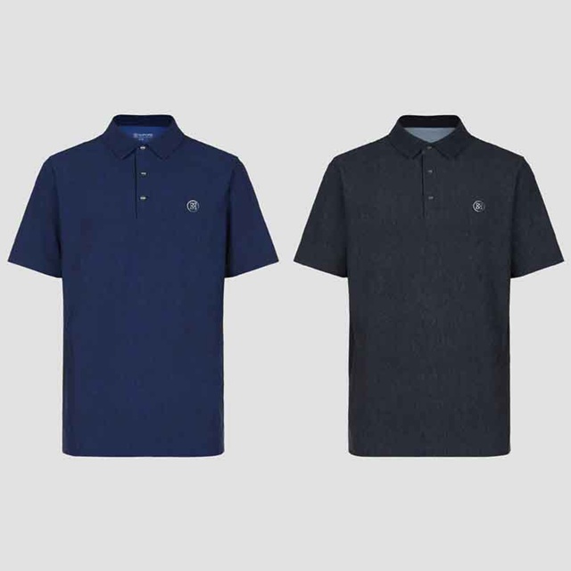 지포어 남성 텍스처드 패턴 반팔 티셔츠 2칼라