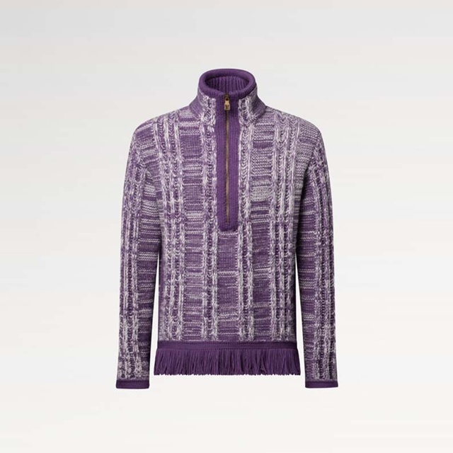 루이비통 스트라이프 자카드 하프 지퍼 스웨터 1AJUS1