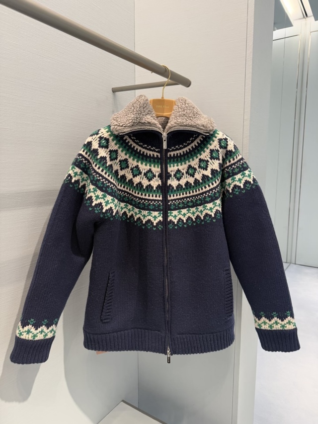 미우미우 울 앤 플리스 집업 가디건 후리스 MMJ154