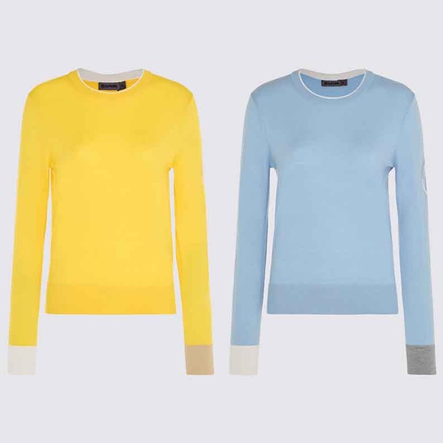 지포어 여성 캐시미어 혼방 크루넥 스웨터 2칼라