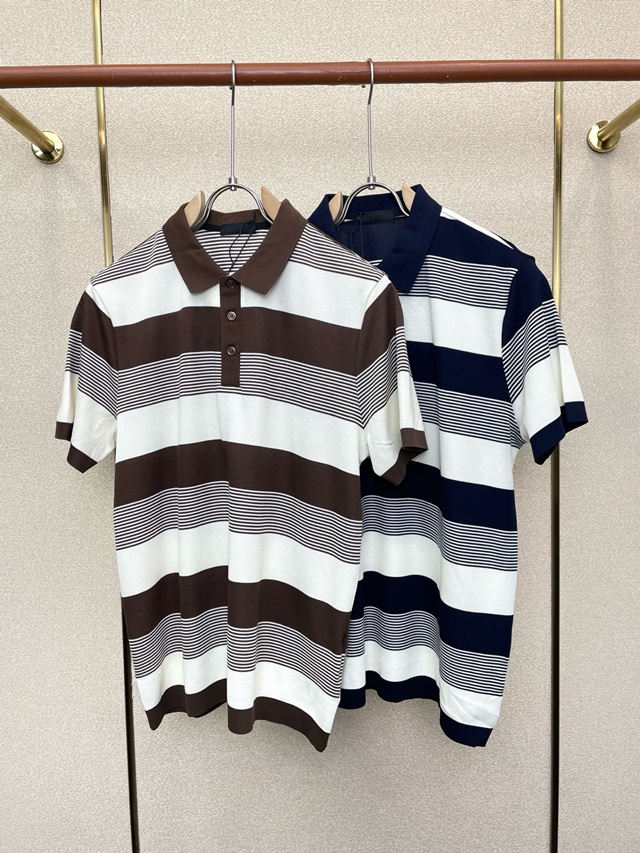 프라다 스트라이프 폴로 셔츠 카라 반팔티 2칼라