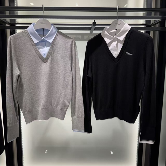 타이틀리스트 여성 크루넥 니트 스웨터 2칼라