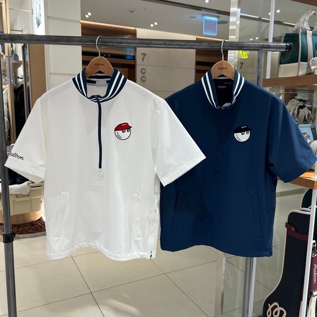 말본 루즈핏 하프집업  남성 반팔 티셔츠 2칼라