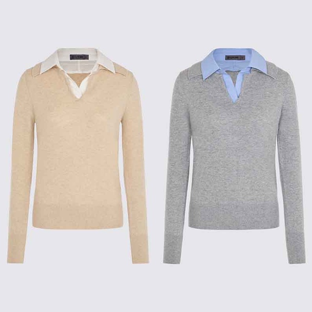 지포어 여성 하이브리드 폴로 스웨터 2칼라