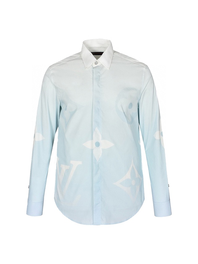 루이비통 프린티드 롱 슬리브드 코튼 포플린 셔츠 1AFXVX