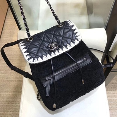 샤넬 A57580 백 팩 패브릭 스트릿 스타일 블랙 네이비