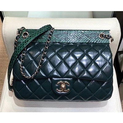 샤넬 A57947  램스킨 파이썬 플랩 백 