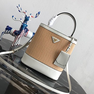 프라다 더블 미디엄 사피아노 토트 백 1BA212 화이트