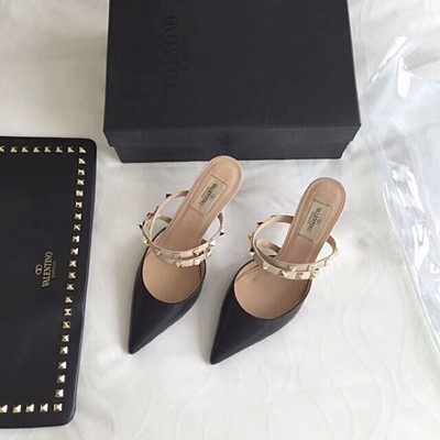 발렌티노 락스터드 여성 샌들  7CM/블랙