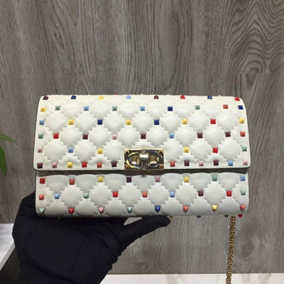 발렌티노 락스터드 스파이크 클러치 72610 white